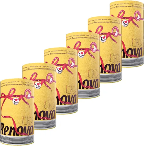 Vista 15 de Renova - Juego de rollos de toallas de papel, 2 rollos, 2 capas, 120 hojas altamente absorbentes, eleva tu imagen con estilo profesional y Amarillo