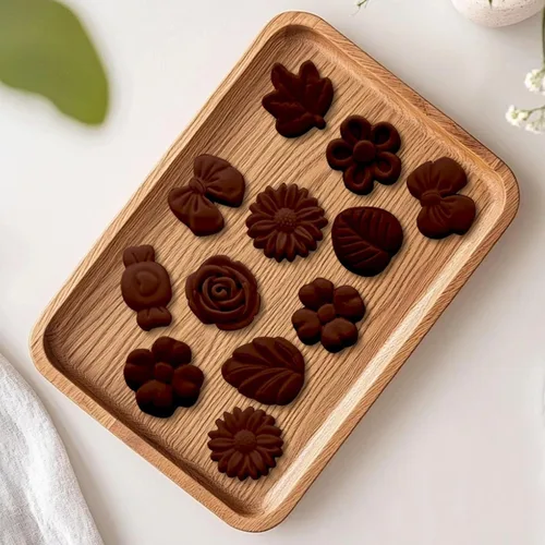 Vista 6 de Moldes de silicona florales de caramelo de flores, 2 unidades, moldes de chocolate con margarita, tulipán, rosa, pajarita, hojas de gelatina, molde