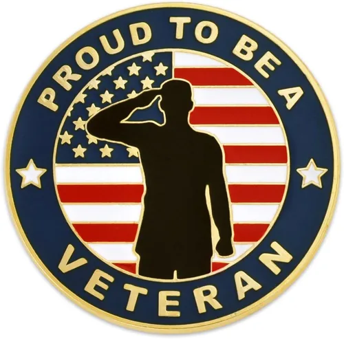 Vista 15 de PinMart Pin de veterano – Pin patriótico americano de solapa o sombrero – Orgulloso de ser retirado ejército, marina, fuerza aérea o cuerpo