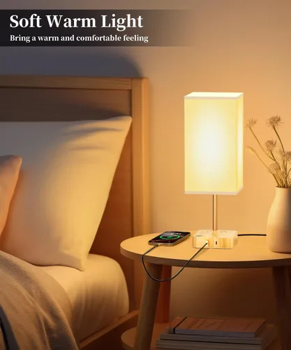 Vista 10 de Lámparas táctiles para mesita de noche para dormitorio con estación