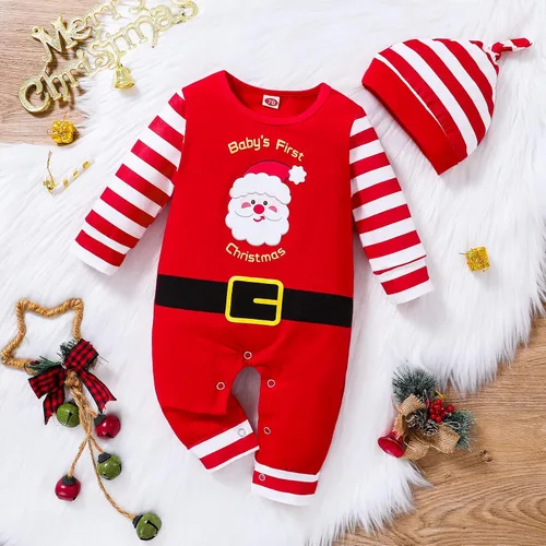 Vista 2 de LitBear Mameluco de Navidad para bebé recién nacido, conjunto de ropa de 3-18 meses