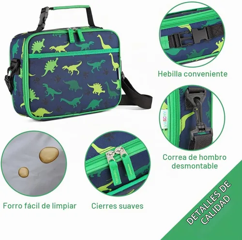 Vista 4 de VASCHY Bolsa de almuerzo para niños, reutilizable, aislada, para niños y niñas, con correa de hombro desmontable para guardería, escuela