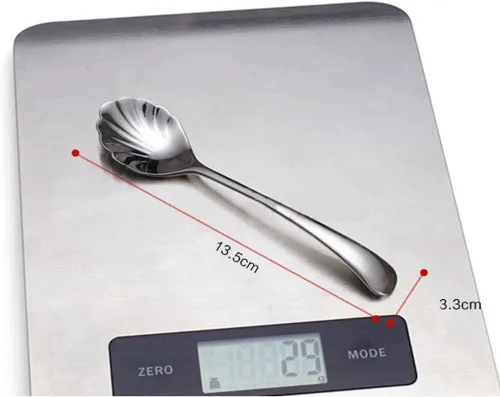 Vista 3 de 6 mini cucharas de café de acero inoxidable 304, cucharas de café con forma de concha para azúcar, postre, pastel, helado, sopa antipasto capuchino