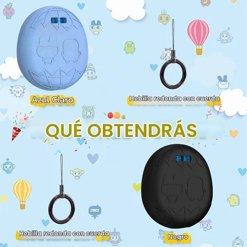 Vista 5 de Funda de silicona compatible con Tamagotchi Uni Virtual Pet Machine, funda protectora para Tamagotchi Uni con cordón para el dedo