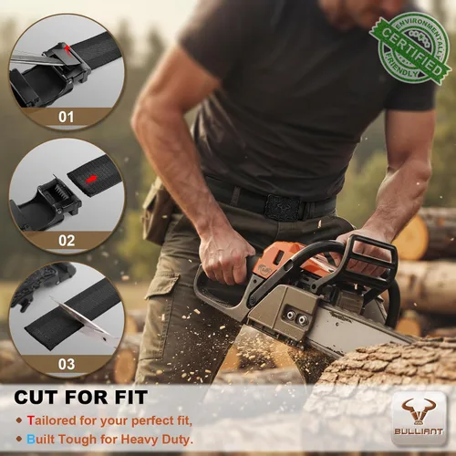 Vista 6 de BULLIANT Cinturón para hombre, cinturón de trinquete elástico de nailon ajustado para Jean Cow Boy Golf 1 3/8 corte para ajuste