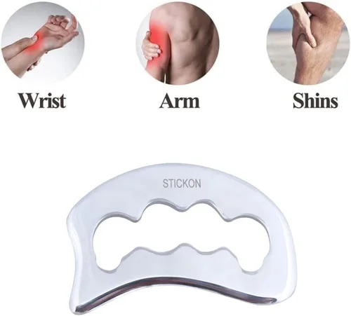 Vista 4 de STICKON Gua Sha Herramienta de masaje de acero inoxidable Gua Sha Scraping Herramientas de masaje IASTM Herramientas gran herramienta