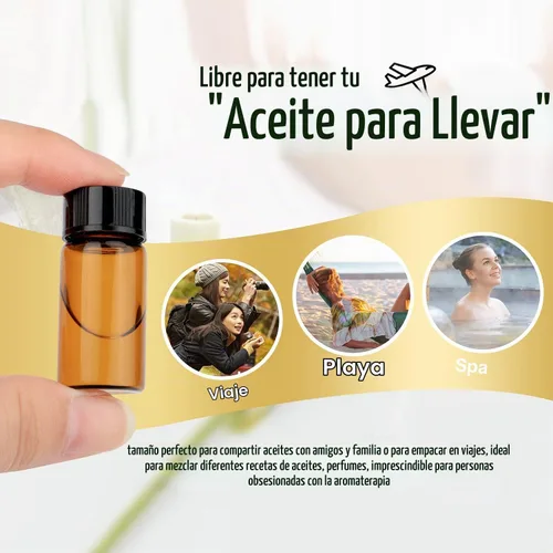 Vista 4 de Paquete de 50, botellas de vidrio ámbar de 5 ml (1/6 oz) para aceite esencial con tapas de rosca, frascos vacíos rellenables para muestras de viaje
