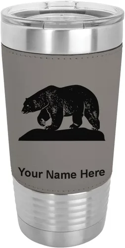 Vista 16 de LaserGram Vaso aislado al vacío de 20 onzas, oso polar, grabado personalizado incluido (piel sintética, estilo béisbol)