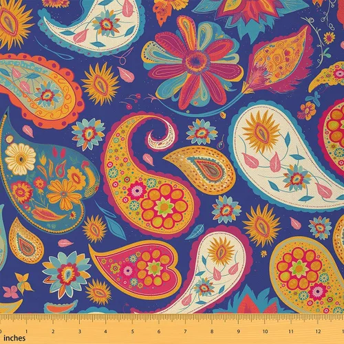 Vista 28 de Feelyou Tela de Flores Groovy por Yarda 1 Yarda Niños Retro Floral Boho Tela de Tapicería para Sillas para Niños Niñas Adolescentes Años 70 Hippie