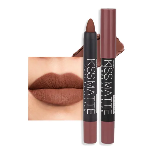 Vista 20 de evpct 3 piezas de lápiz crayón delineador de labios mate metálico rosa natural ligera y lápiz labial Set de larga duración impermeable que coincide