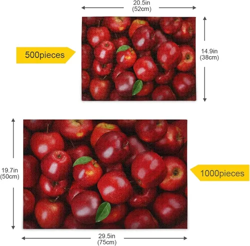 Vista 5 de Rompecabezas de manzanas rojas de frutas para adultos, rompecabezas de 1000 piezas, juguetes de bricolaje, regalos