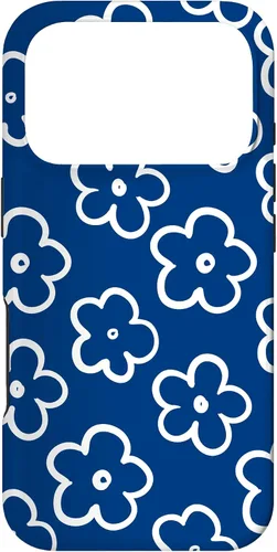 Vista 30 de Lindo patrón de flores silvestres azul marino y blanco floral caso para iPhone 17