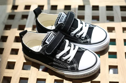 Vista 8 de justwaner Zapatos de lona para niños y niñas, ligeros, transpirables, con velcro para correr