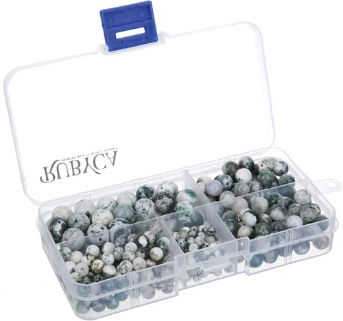 Vista 24 de RUBYCA Natural negro lava piedras preciosas redondas sueltas cuentas organizador caja de plástico fabricación de joyas mezcla tamaños