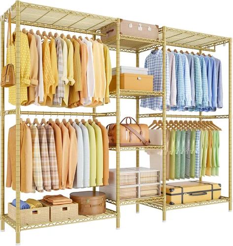 Vista 12 de Ulif E4 - Perchero resistente para ropa en forma de L, color negro Sistema de almacenamiento independiente de metal para organización de ropa