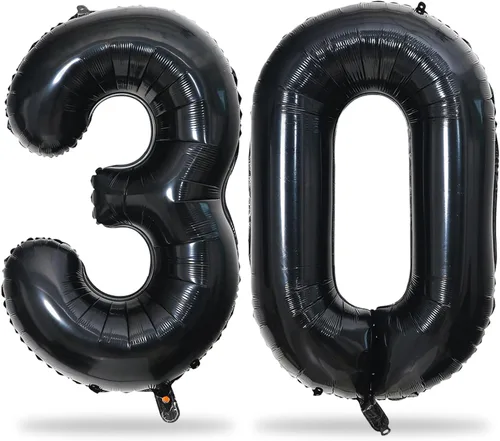 Vista 117 de Globos negros del número 10 para decoraciones de cumpleaños número 10, globos de helio de mylar de lámina de 40 pulgadas negros del número 1 & 0