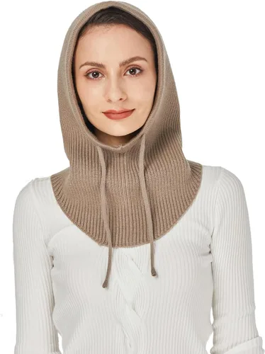 Vista 3 de Facecozy Winter Hats for Women, Wool Blend Hooded Scarf Hat for Women Balaclava Knit Skull Cap Beanie Hat Men Neck Gaiters
