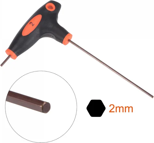 Vista 3 de uxcell Llave inglesa de doble extremo con manija en T de llave hexagonal de 0.079 in, acero métrico S2