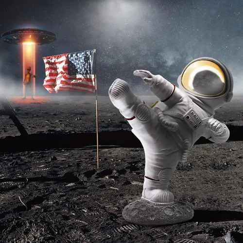 Vista 6 de Estatua de astronauta para decoración de escritorio y oficina, mini figuras espaciales para estantes, juegos y decoración de habitación de hombres