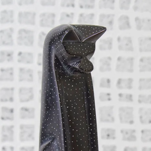 Vista 2 de Kisii Stone - Juego de figuras de ratón y gato negro