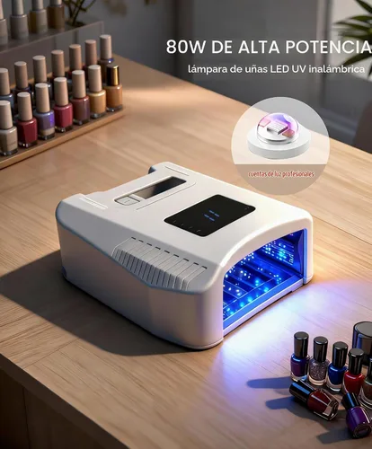 Vista 2 de Lámpara de uñas LED inalámbrica de 80 W, juego de 2 baterías de 5200 mAh