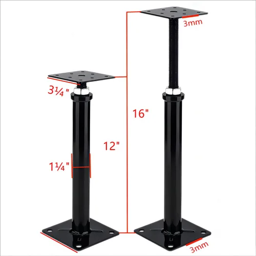 Vista 2 de Paquete de 2 gatos de piso ajustables, mini gato de tornillo, gato telescópico para soporte temporal, poste de 12 a 16 pulgadas (negro).