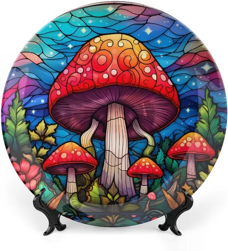 Vista 12 de Platos decorativos con diseño de bandera de Estados Unidos, acuarela, vitrales, decoración del hogar, platos de cerámica, para cocina, mesa auxiliar