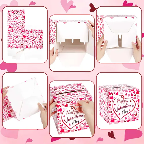 Vista 3 de Hxezoc Caja de Tarjetas de San Valentín Recuerdos Buzón Feliz Día de San Valentín Caja de Cartón para Aula de Niños, Día de San Valentín, Baby