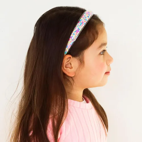 Vista 3 de FROG SAC 4 diademas para niñas – Diadema con purpurina para niños, bandas finas para la cabeza de niña pequeña, accesorios para el cabello de niños