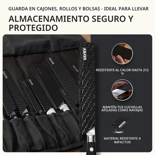 Vista 5 de Asaya Protectores profesionales para filos de cuchillo, dos fundas universales para cuchillos Streak, 6 x 1 pulgada, extra resistente, plástico ABS