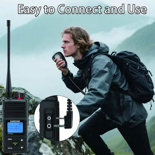Vista 5 de SAMCOM Micrófono portátil altavoz pesado SCSP05 Micrófono de radio IP67 impermeable Micrófono de altavoz 2 pines con conector de auriculares