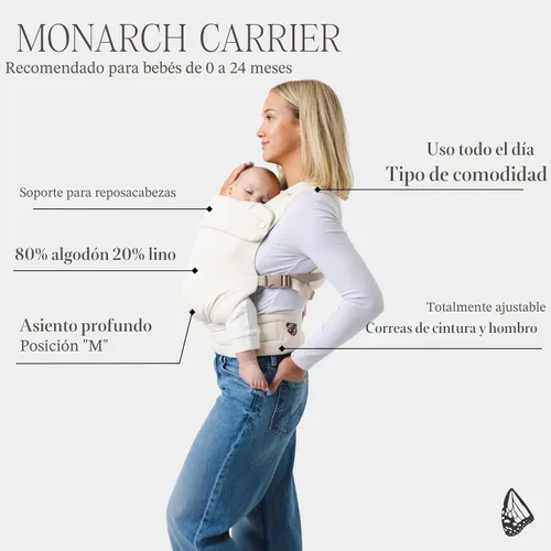 Vista 4 de Mabē Monarch Portabebés Ergonómico – Portabebés de Algodón Premium de Estructura Suave para Recién Nacidos a Niños Pequeños con Diseño Saludable