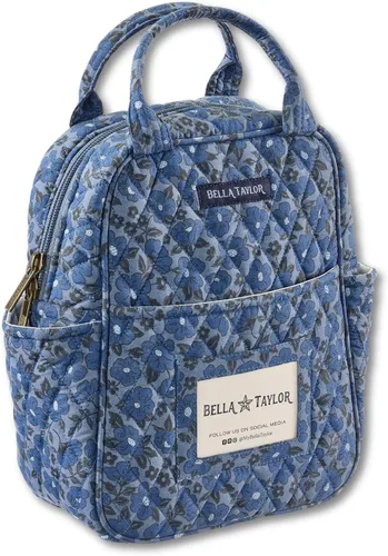 Vista 11 de Bella Taylor Bolsa de almuerzo acolchada de algodón para mujer, apta para alimentos, con forro de PEVA fácil de limpiar, diseño floral burdeos