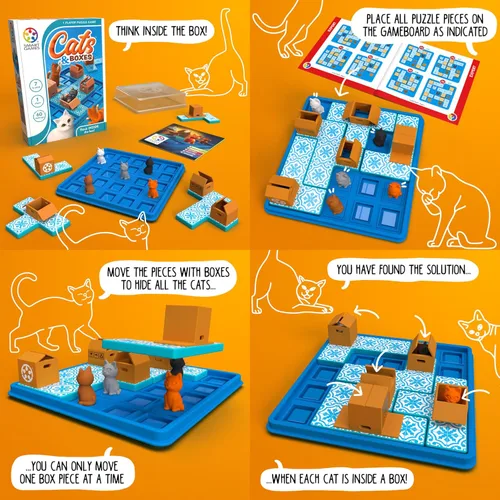 Vista 9 de SmartGames Cats & Boxes - Juego de rompecabezas lógico con 60 desafíos para mayores de 7 años