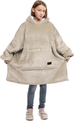 Vista 11 de Catalonia Sudadera tipo manta con capucha para niños, sudadera de sherpa extragrande para adolescentes jóvenes, idea de regalo Dual-Layer Design