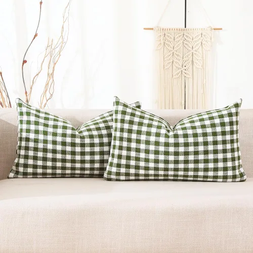 Vista 24 de CARRIE HOME - Juego de 2 fundas de almohada de exterior a cuadros de búfalo blanco y negro de 16 x 16, almohadas de sofá de decoración de granja