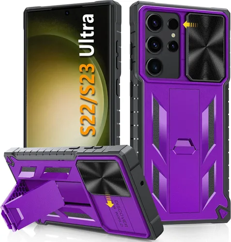 Vista 9 de Funda para Samsung Galaxy S22 Ultra 5G: Cubierta protectora de teléfono resistente de grado militar a prueba de caídas con soporte incorporado