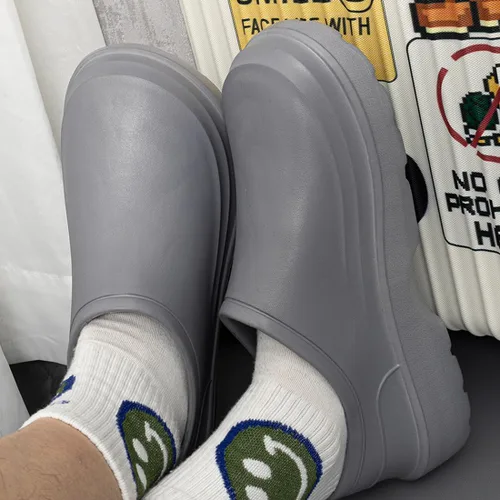 Vista 6 de Harssidanzar Zuecos para hombre, zapatos de chef para hombre, zapatos de jardín, zapatos de trabajo sin cordones para servicio de alimentos, jardín