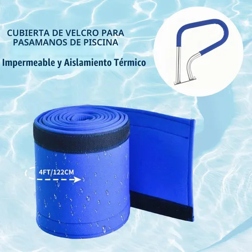 Vista 5 de 304SS Pasamanos de piscina con cubierta azul antideslizante - Barandilla de piscina enterrada de 30 x 22 pulgadas