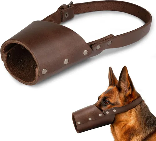 Vista 4 de Hide & Drink, Protector de bozal de cuero para perro, accesorio seguro para mascotas, pastor alemán Pitbull y cualquier raza, pequeño, mediano