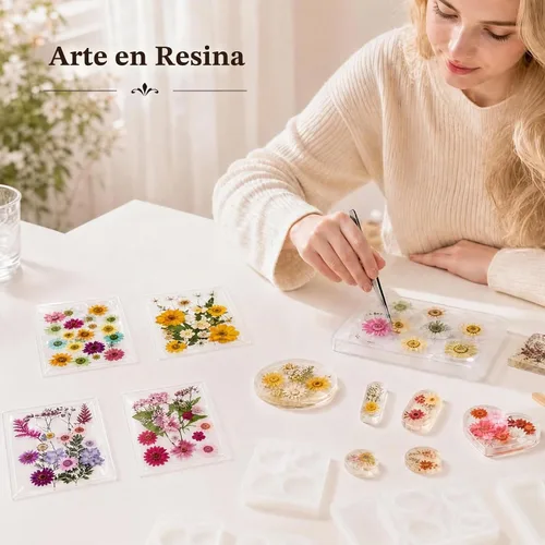 Vista 8 de 80 piezas de flores prensadas para resina con pinzas curvadas 80 piezas multicolor surtidas
