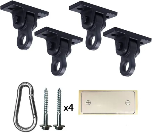 Vista 14 de ABUSA - Ganchos resistentes para columpios negros con tornillos y roscas incluidos, capacidad de más de 5000 libras, para patios