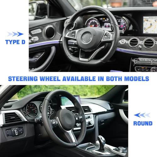Vista 4 de zipelo Funda para volante de automóvil de 14.5"-15", protector de rueda interior de automóvil con cuero forrado antideslizante duradero, suave