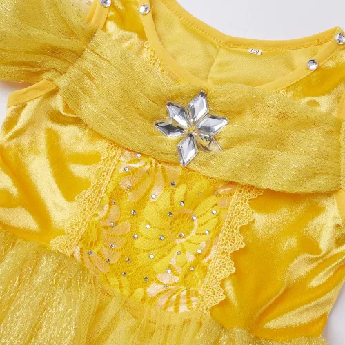 Vista 6 de Disfraz de princesa Elsa para niñas pequeñas, vestido de princesa con accesorios, Cenicienta, cosplay, reina nieve