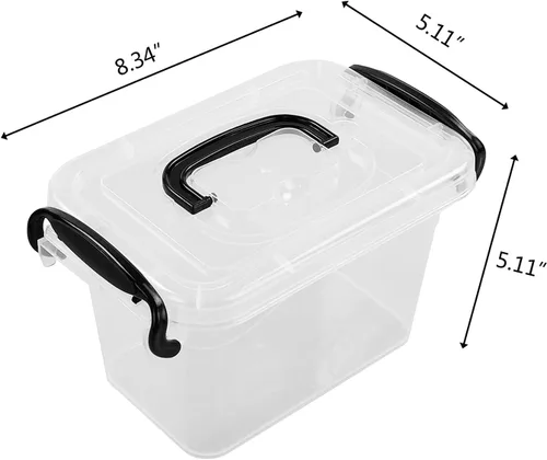Vista 2 de Mini contenedores de plástico de 1,5 L, paquete de 6 contenedores de almacenamiento transparentes