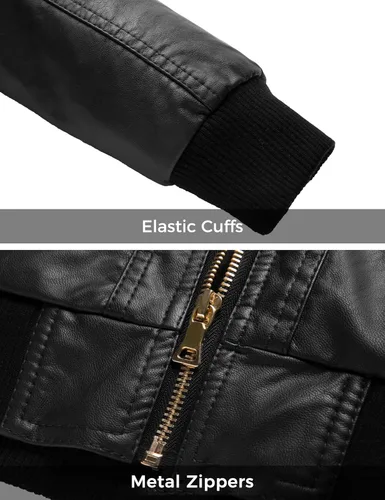 Vista 7 de wantdo Chaqueta de cuero ligera para mujer, estilo casual, con capucha extraíble