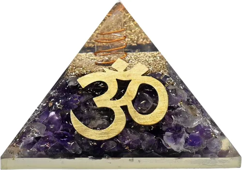 Vista 17 de Amazing Gemstone Pirámide de orgón de amatista para EMF y protección de energía negativa - Pirámide de cristal de amatista natural, Amatista