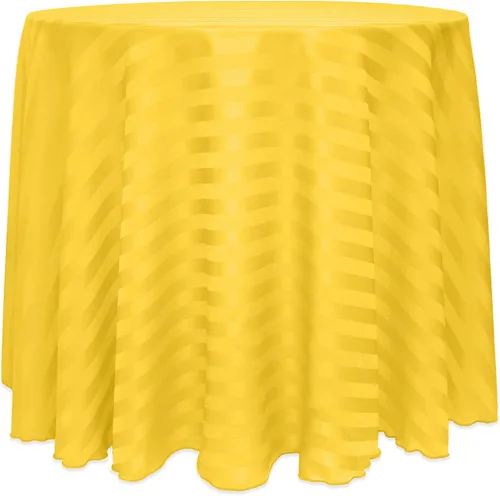 Vista 11 de ULTIMATE TEXTILE Mantel redondo de rayas satinadas de 84 pulgadas color marfil crema