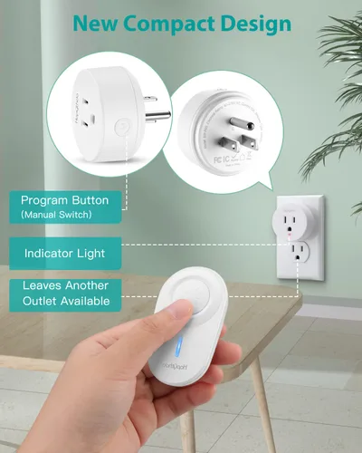 Vista 11 de Toma de control remoto, interruptor de luz remoto con rango de RF de 15A/1500 W y 500 pies, sin necesidad de cableado, enchufe inteligente