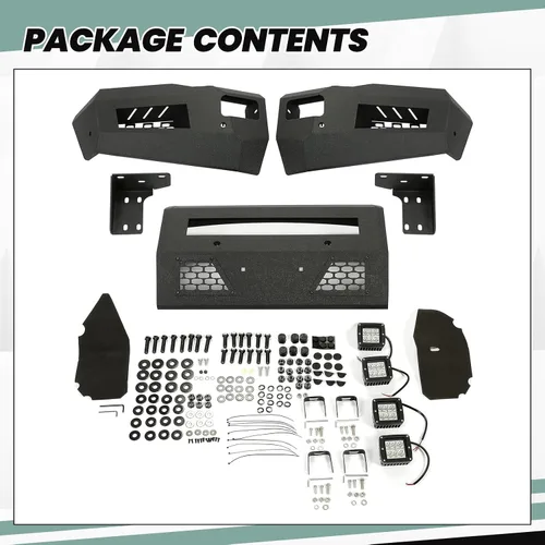 Vista 5 de HECASA Parachoques delantero compatible con Dodge Ram 2500 2010-2018 3500 W/18 W, luces LED, diseño de malla, mantiene los ganchos de remolque